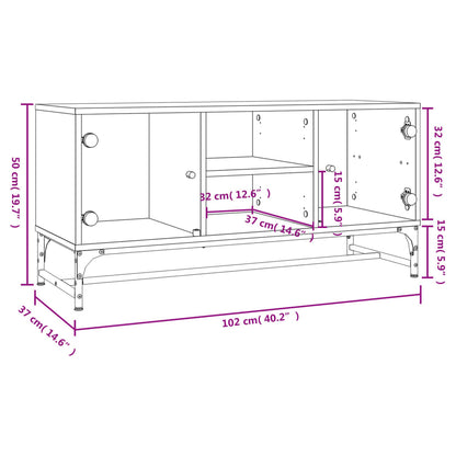 TV-Schrank mit Glastüren Weiß 102x37x50 cm - Pazzar.ch