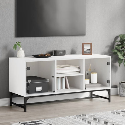 TV-Schrank mit Glastüren Weiß 102x37x50 cm - Pazzar.ch
