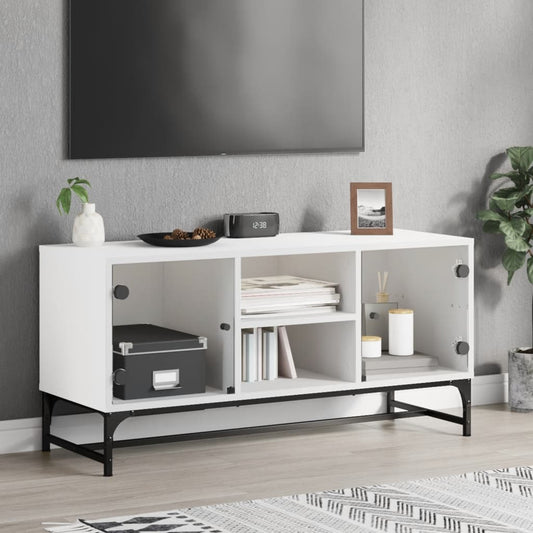 TV-Schrank mit Glastüren Weiß 102x37x50 cm - Pazzar.ch