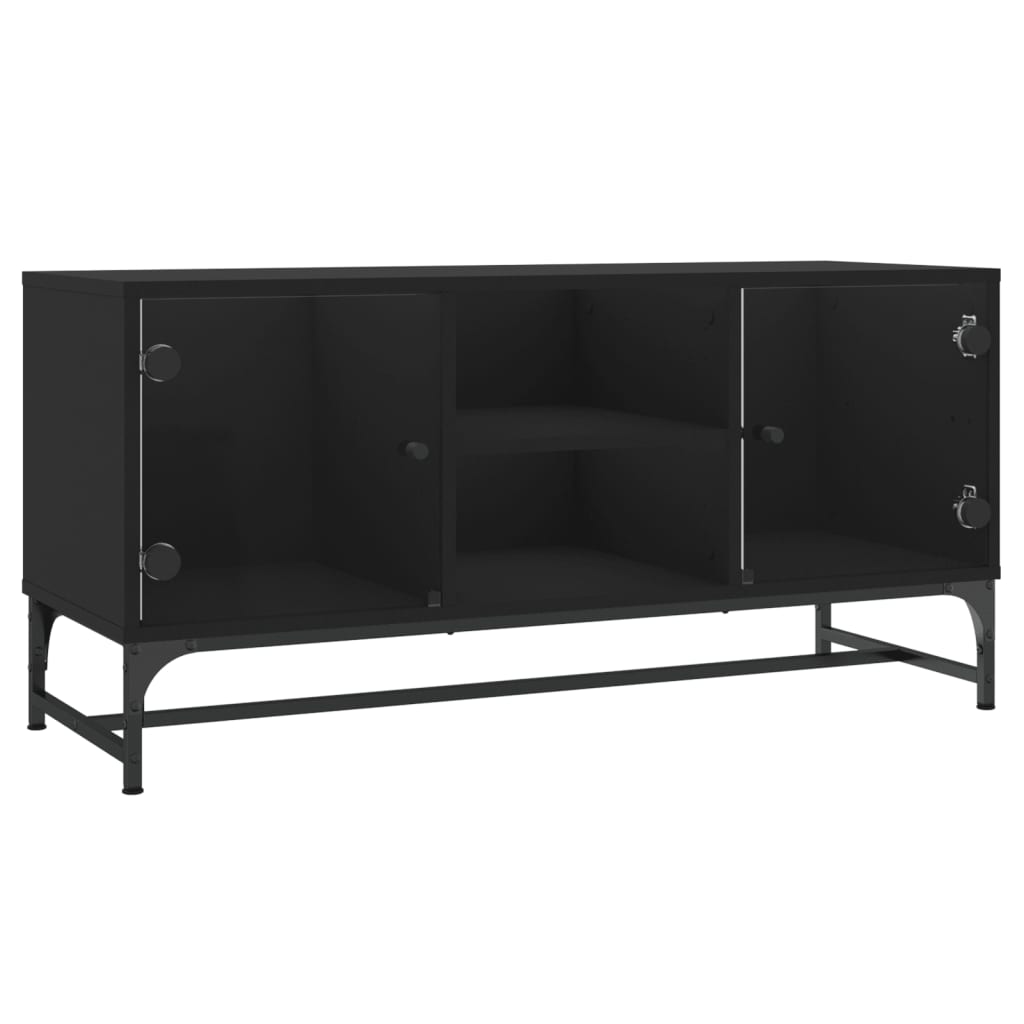 TV-Schrank mit Glastüren Schwarz 102x37x50 cm - Pazzar.ch