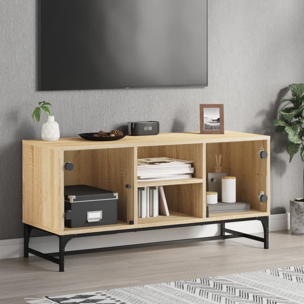 TV-Schrank mit Glastüren Sonoma-Eiche 102x37x50 cm - Pazzar.ch