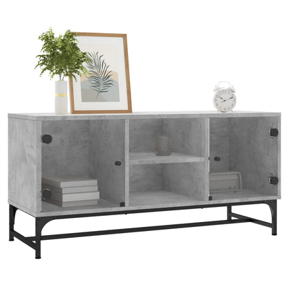 TV-Schrank mit Glastüren Betongrau 102x37x50 cm - Pazzar.ch