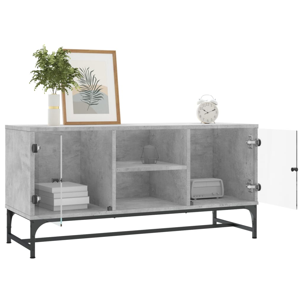 TV-Schrank mit Glastüren Betongrau 102x37x50 cm - Pazzar.ch