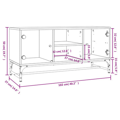 TV-Schrank mit Glastüren Betongrau 102x37x50 cm - Pazzar.ch