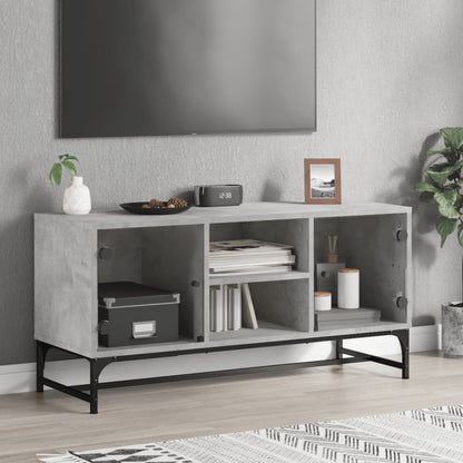 TV-Schrank mit Glastüren Betongrau 102x37x50 cm - Pazzar.ch