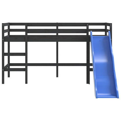 Kinderhochbett mit Rutsche Schwarz 80x200 cm Massivholz Kiefer - Pazzar.ch