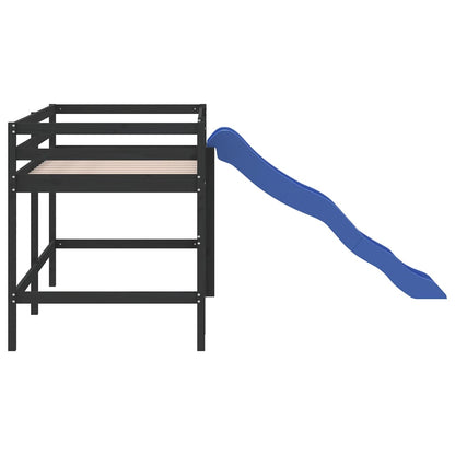 Kinderhochbett mit Rutsche Schwarz 80x200 cm Massivholz Kiefer - Pazzar.ch