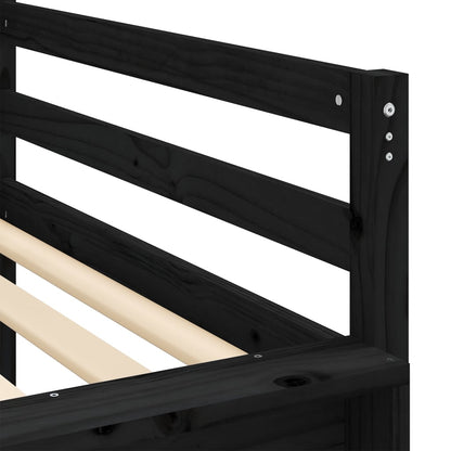 Kinderhochbett mit Rutsche Schwarz 80x200 cm Massivholz Kiefer - Pazzar.ch