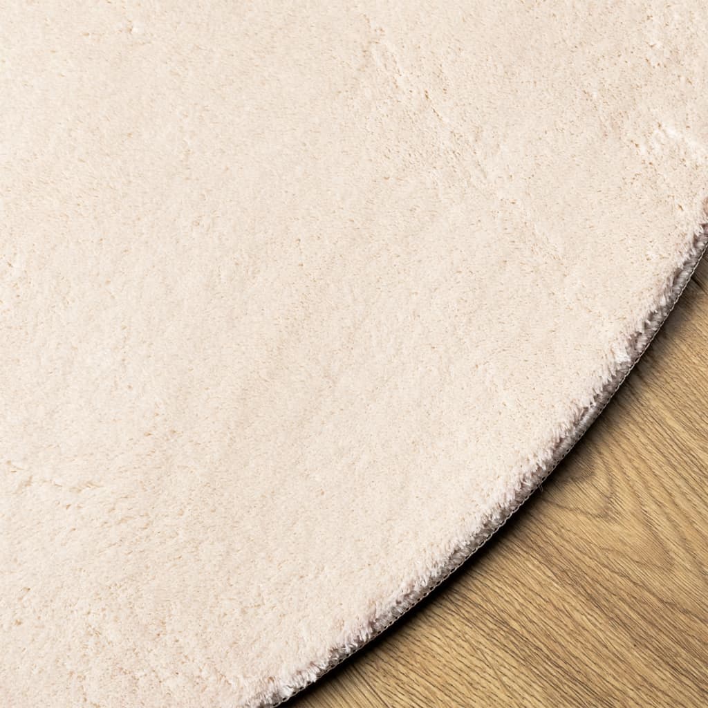 Teppich HUARTE Kurzflor Weich und Waschbar Beige Ø 80 cm - Pazzar.ch