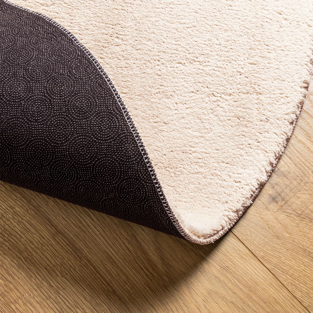 Teppich HUARTE Kurzflor Weich und Waschbar Beige Ø 80 cm - Pazzar.ch