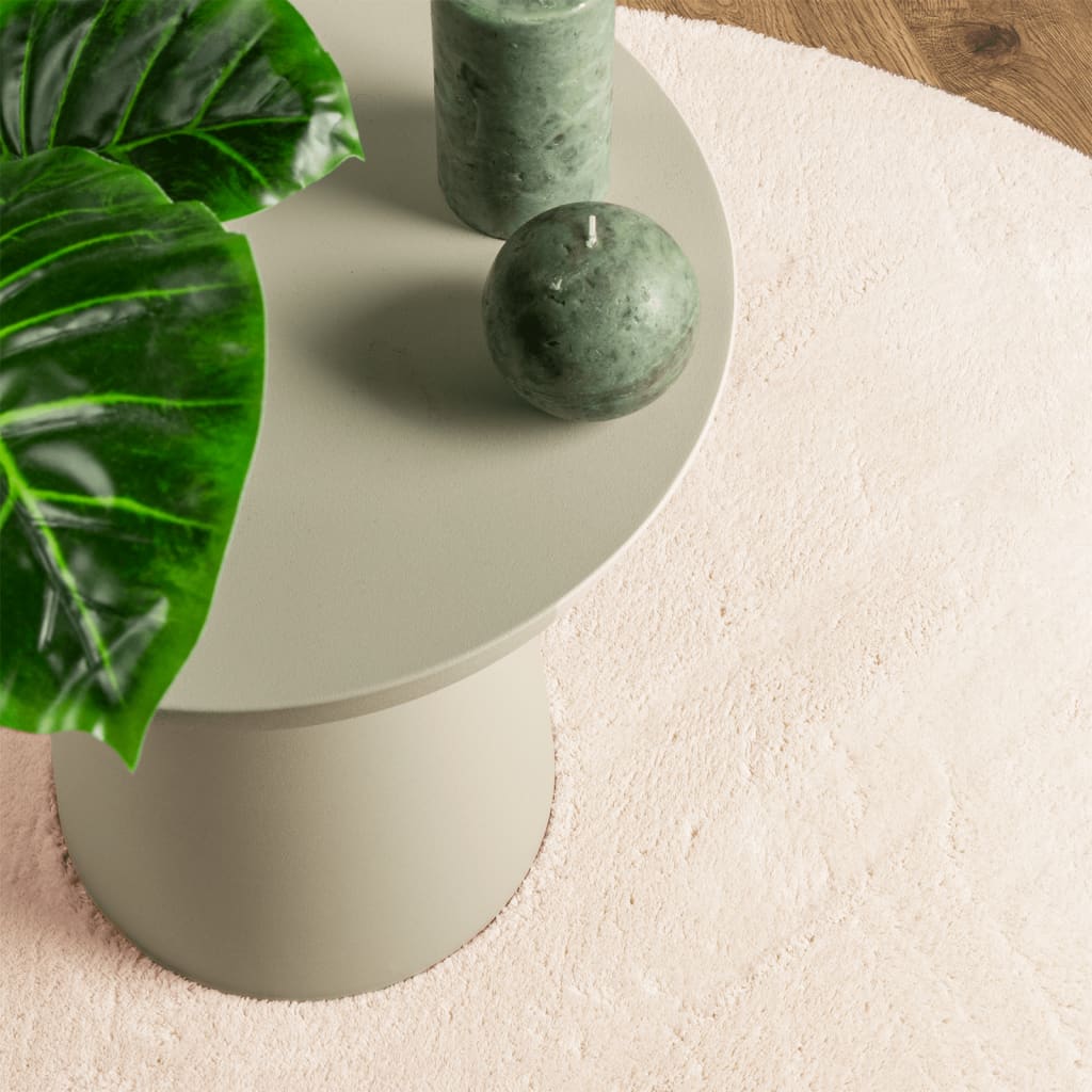 Teppich HUARTE Kurzflor Weich und Waschbar Beige Ø 80 cm - Pazzar.ch