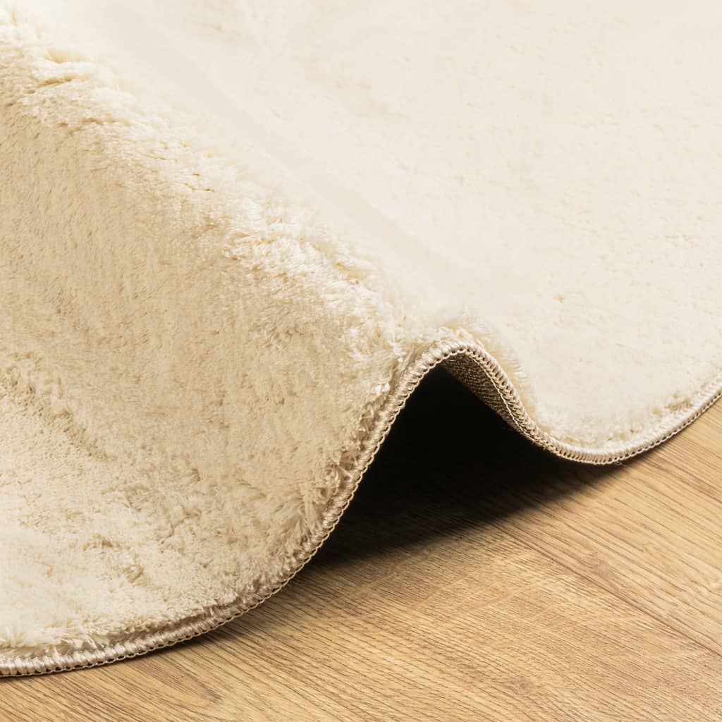 Teppich HUARTE Kurzflor Weich und Waschbar Creme Ø 100 cm - Pazzar.ch