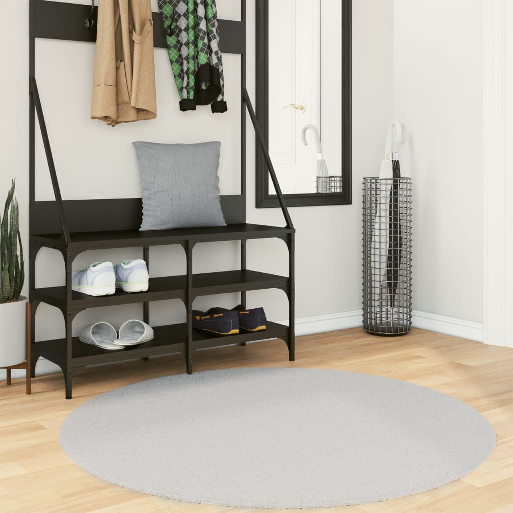 Teppich HUARTE Kurzflor Weich und Waschbar Grau Ø 120 cm - Pazzar.ch