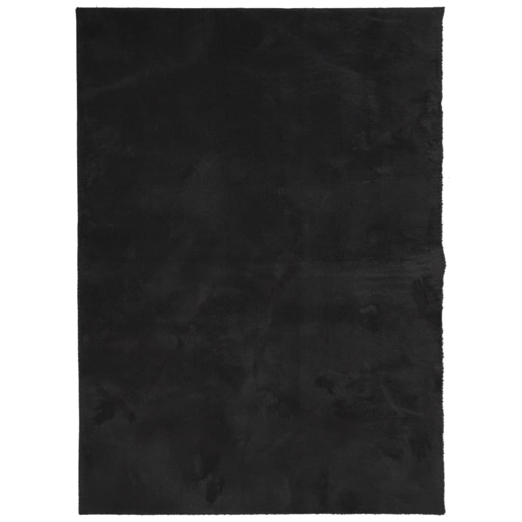Teppich HUARTE Kurzflor Weich und Waschbar Schwarz 140x200 cm - Pazzar.ch