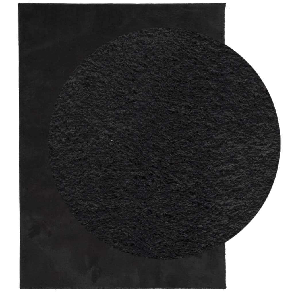 Teppich HUARTE Kurzflor Weich und Waschbar Schwarz 160x230 cm - Pazzar.ch