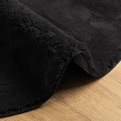 Teppich HUARTE Kurzflor Weich und Waschbar Schwarz Ø 160 cm - Pazzar.ch