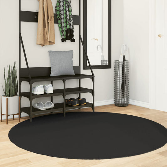 Teppich HUARTE Kurzflor Weich und Waschbar Schwarz Ø 160 cm - Pazzar.ch