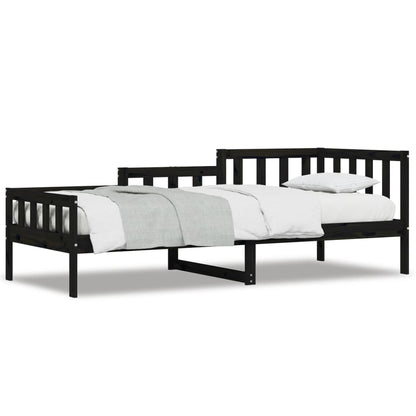 Tagesbett Schwarz 90x190 cm Massivholz Kiefer - Pazzar.ch