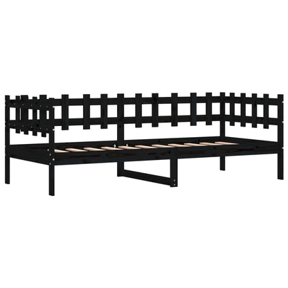 Tagesbett Schwarz 80x200 cm Massivholz Kiefer - Pazzar.ch