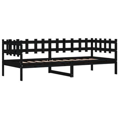 Tagesbett Schwarz 90x190 cm Massivholz Kiefer - Pazzar.ch