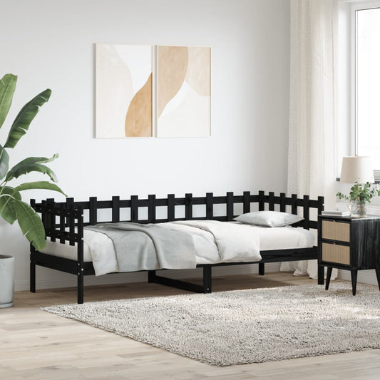 Tagesbett Schwarz 90x190 cm Massivholz Kiefer - Pazzar.ch