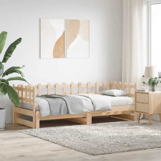 Tagesbett Ausziehbar 2x(80x200) cm Massivholz Kiefer - Pazzar.ch