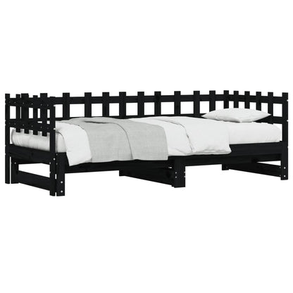 Tagesbett Ausziehbar Schwarz 2x(80x200) cm Massivholz Kiefer - Pazzar.ch