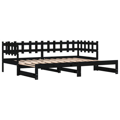 Tagesbett Ausziehbar Schwarz 2x(80x200) cm Massivholz Kiefer - Pazzar.ch