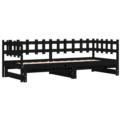 Tagesbett Ausziehbar Schwarz 2x(80x200) cm Massivholz Kiefer - Pazzar.ch