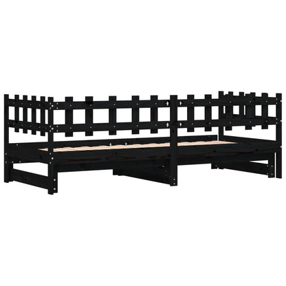 Tagesbett Ausziehbar Schwarz 2x(80x200) cm Massivholz Kiefer - Pazzar.ch