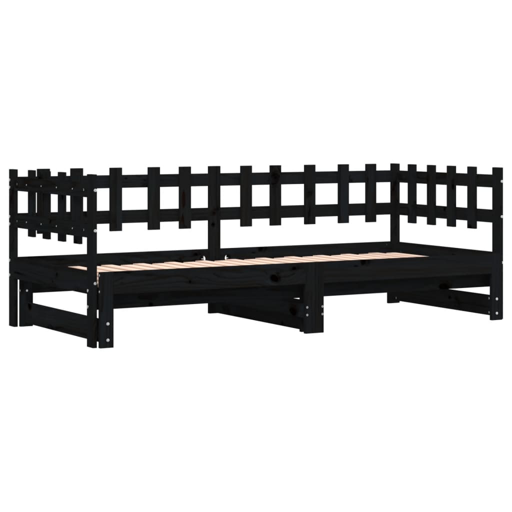 Tagesbett Ausziehbar Schwarz 2x(90x190) cm Massivholz Kiefer - Pazzar.ch