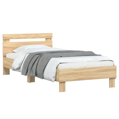Bettgestell mit Kopfteil Sonoma-Eiche 90x190 cm Holzwerkstoff - Pazzar.ch