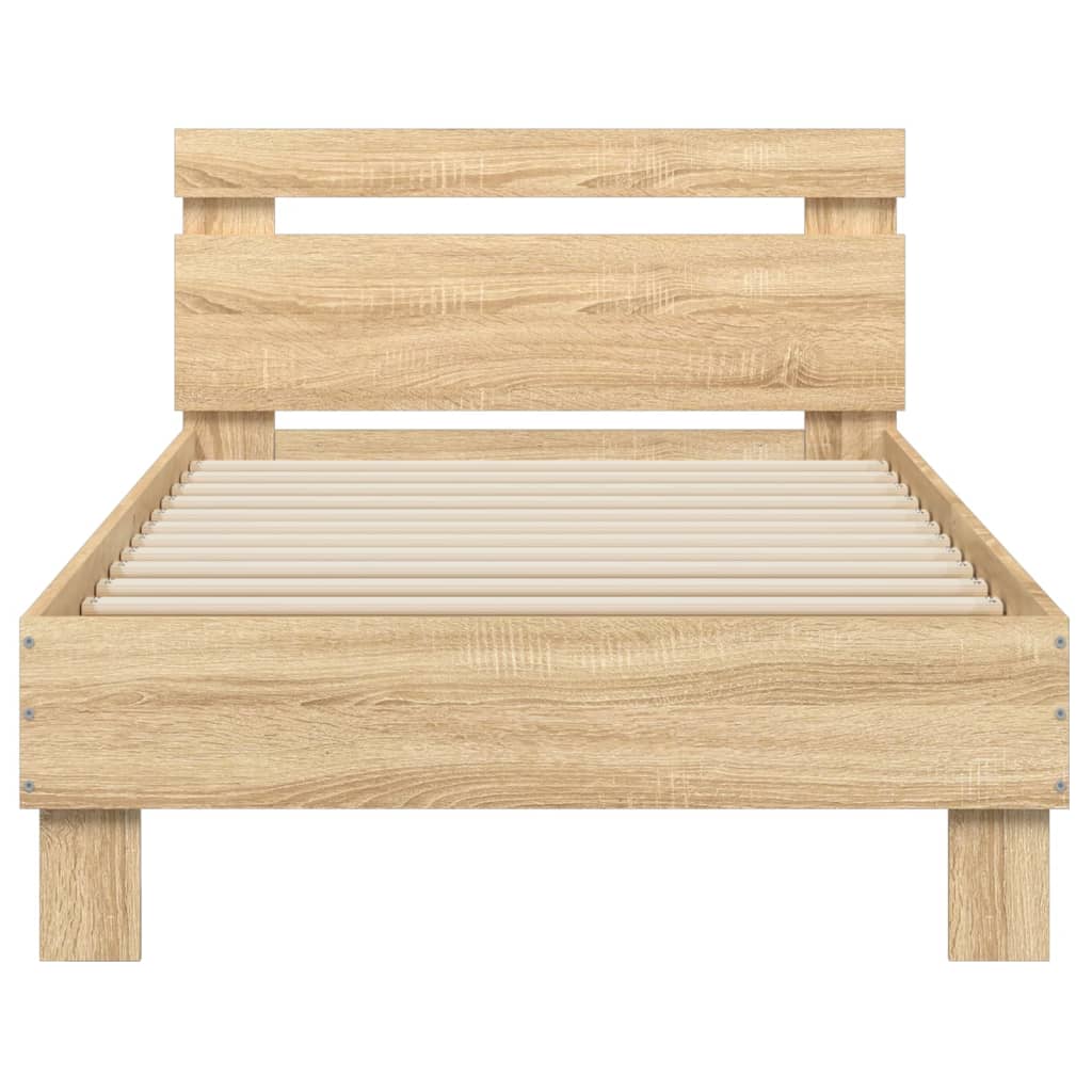Bettgestell mit Kopfteil Sonoma-Eiche 90x190 cm Holzwerkstoff - Pazzar.ch