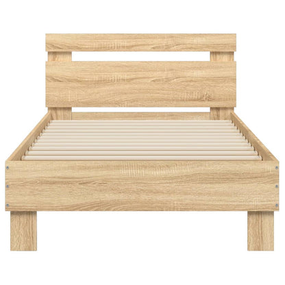 Bettgestell mit Kopfteil Sonoma-Eiche 90x190 cm Holzwerkstoff - Pazzar.ch