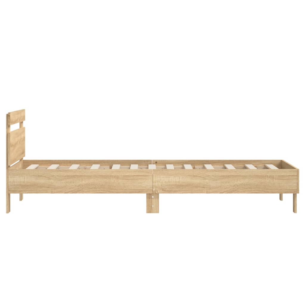 Bettgestell mit Kopfteil Sonoma-Eiche 90x190 cm Holzwerkstoff - Pazzar.ch