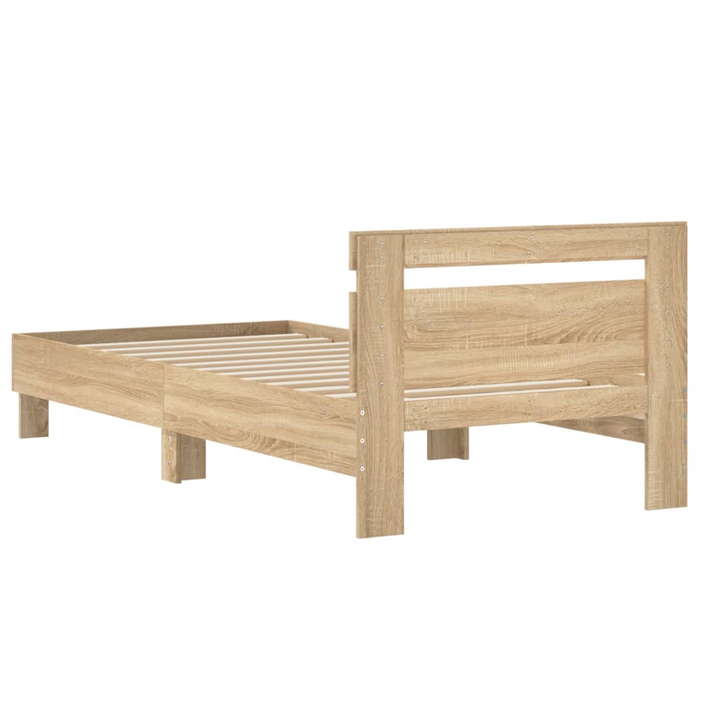 Bettgestell mit Kopfteil Sonoma-Eiche 90x190 cm Holzwerkstoff - Pazzar.ch