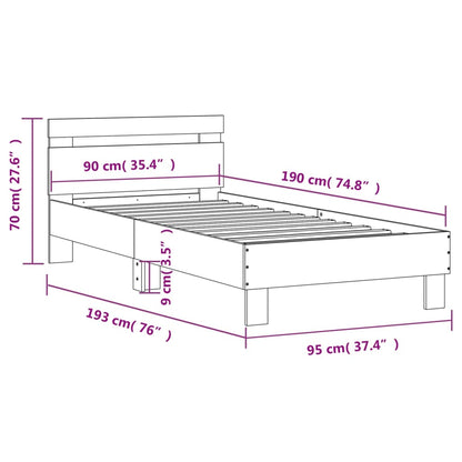 Bettgestell mit Kopfteil Sonoma-Eiche 90x190 cm Holzwerkstoff - Pazzar.ch