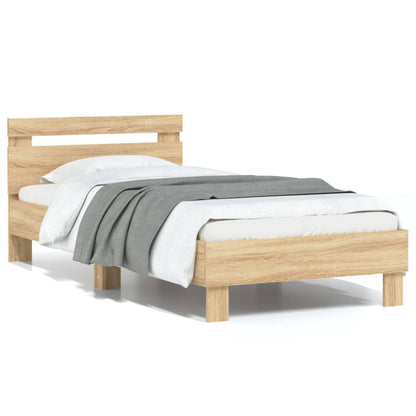 Bettgestell mit Kopfteil Sonoma-Eiche 90x190 cm Holzwerkstoff - Pazzar.ch