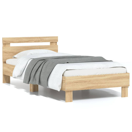 Bettgestell mit Kopfteil Sonoma-Eiche 90x190 cm Holzwerkstoff - Pazzar.ch