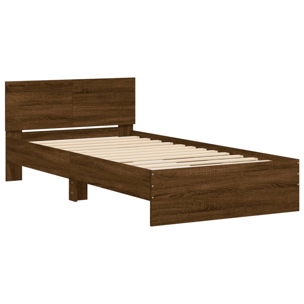Bettgestell mit Kopfteil Braun Eichen-Optik 100x200 cm - Pazzar.ch