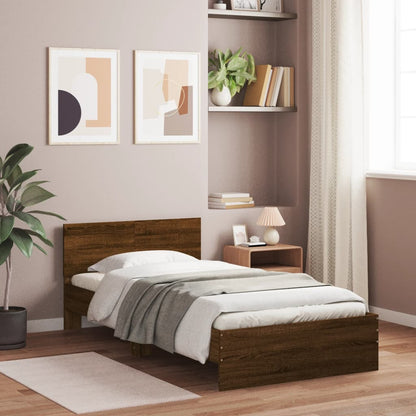 Bettgestell mit Kopfteil Braun Eichen-Optik 100x200 cm - Pazzar.ch