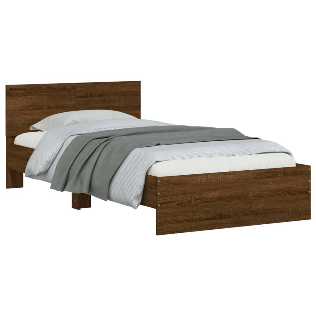 Bettgestell mit Kopfteil Braun Eichen-Optik 100x200 cm - Pazzar.ch