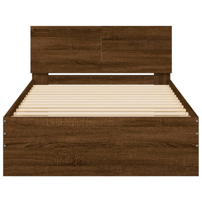 Bettgestell mit Kopfteil Braun Eichen-Optik 100x200 cm - Pazzar.ch