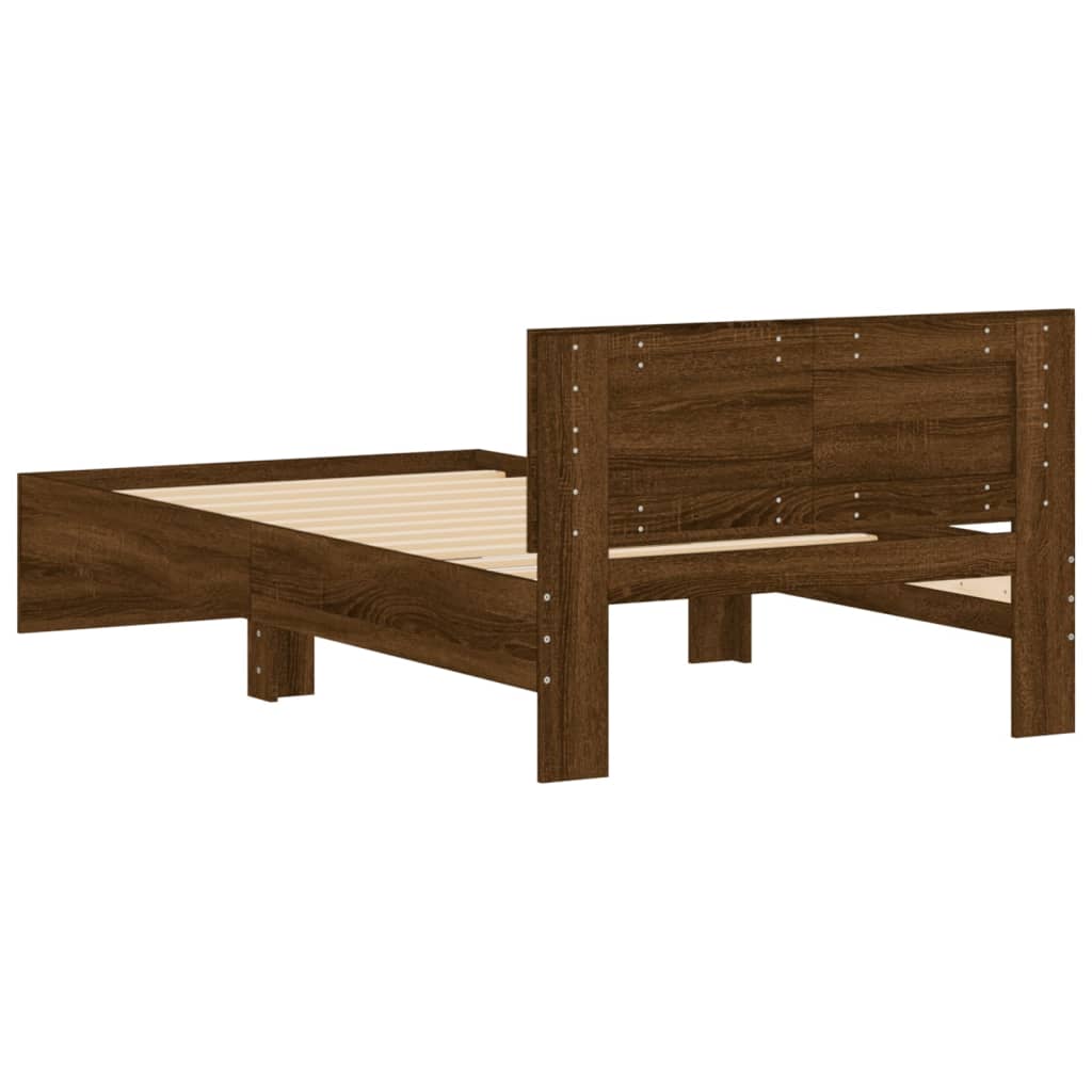 Bettgestell mit Kopfteil Braun Eichen-Optik 100x200 cm - Pazzar.ch