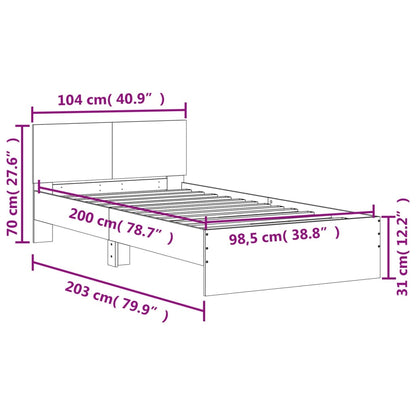Bettgestell mit Kopfteil Braun Eichen-Optik 100x200 cm - Pazzar.ch
