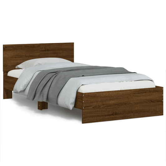 Bettgestell mit Kopfteil Braun Eichen-Optik 100x200 cm - Pazzar.ch