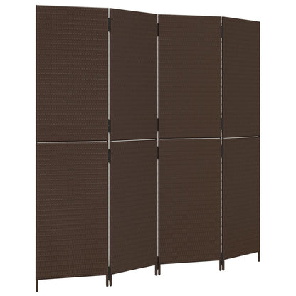 Paravent 4-tlg. Braun Poly Rattan - Pazzar.ch