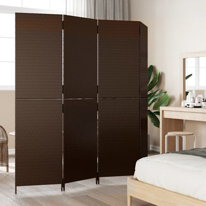 Paravent 4-tlg. Braun Poly Rattan - Pazzar.ch