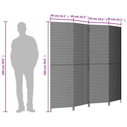 Paravent 4-tlg. Braun Poly Rattan - Pazzar.ch