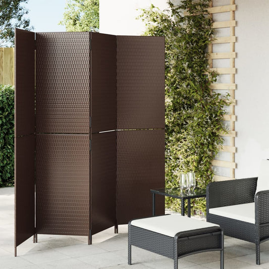 Paravent 4-tlg. Braun Poly Rattan - Pazzar.ch